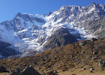 Monte Rosa ghiacciaio Belvedere e Rifugio Zamboni Zappa da Macugnaga